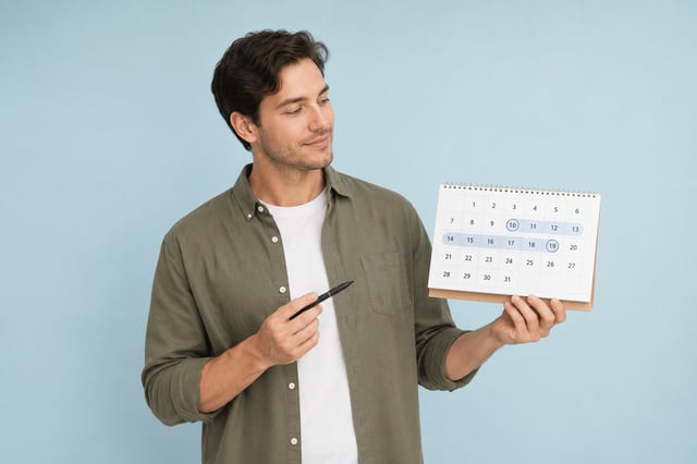 Un homme tenant un calendrier