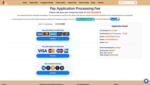 Pay the Application Processing Fee